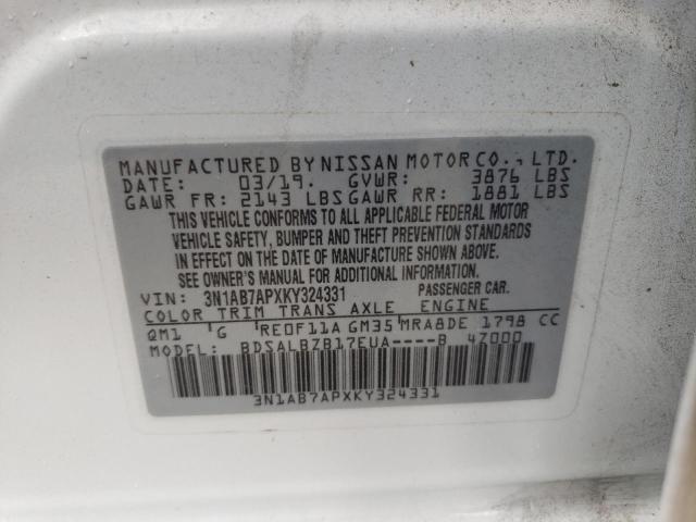 Photo 10 from auction – 2019 NISSAN SENTRA S with VIN 3N1AB7APXKY324331