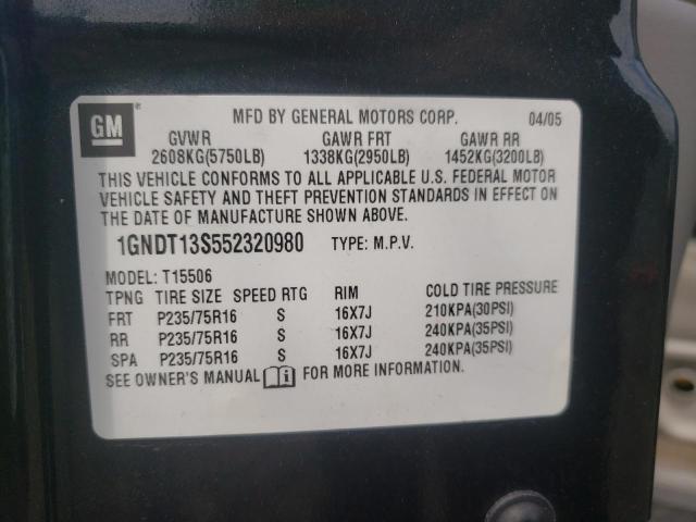 Photo 10 from auction – 2005 CHEVROLET TRAILBLAZE with VIN 1GNDT13S552320980