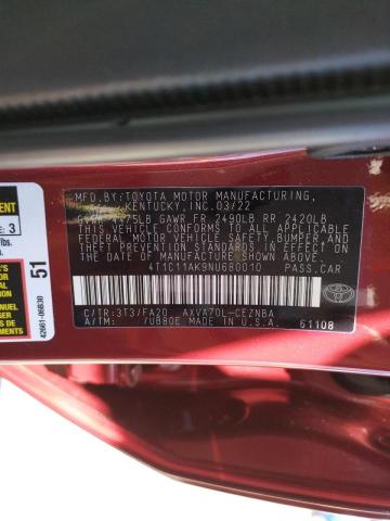 Photo 10 from auction – 2022 TOYOTA CAMRY LE with VIN 4T1C11AK9NU680010