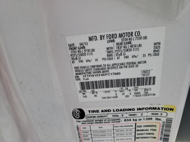 Photo 10 from auction – 2013 FORD F150 SUPER with VIN 1FTFW1EF4DFC17680