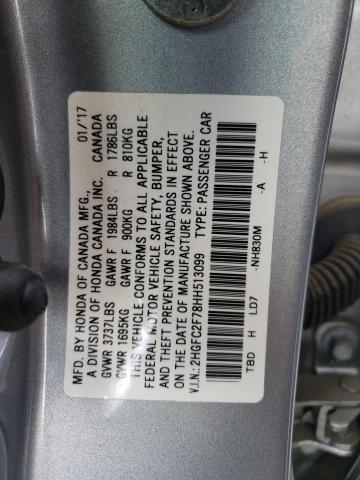 Photo 10 from auction – 2017 HONDA CIVIC EX with VIN 2HGFC2F78HH513099