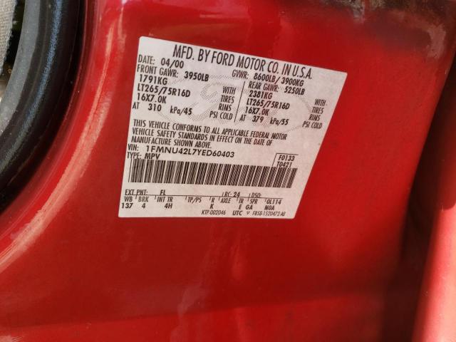 Photo 10 from auction – 2000 FORD EXCURSION with VIN 1FMNU42L7YED60403