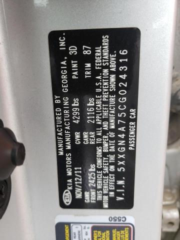 Photo 10 from auction – 2012 KIA OPTIMA EX with VIN 5XXGN4A75CG024316