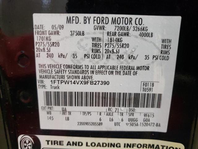 Photo 10 from auction – 2009 FORD F150 SUPER with VIN 1FTPW14VX9FB27390
