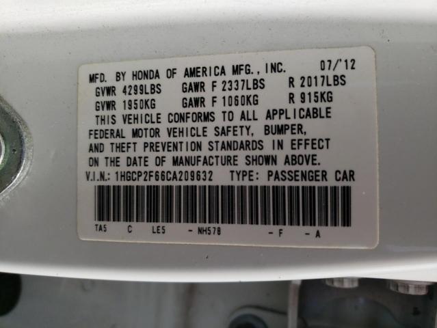 Photo 10 from auction – 2012 HONDA ACCORD SE with VIN 1HGCP2F66CA209632