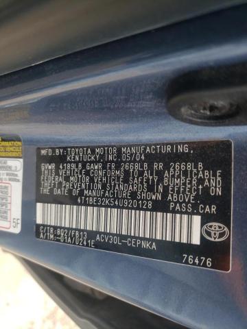 Photo 10 from auction – 2004 TOYOTA CAMRY LE with VIN 4T1BE32K54U920128