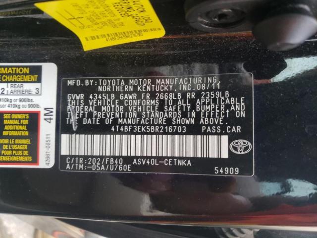 Фото 10 с аукциона – 2011 TOYOTA CAMRY BASE с VIN 4T4BF3EK5BR216703