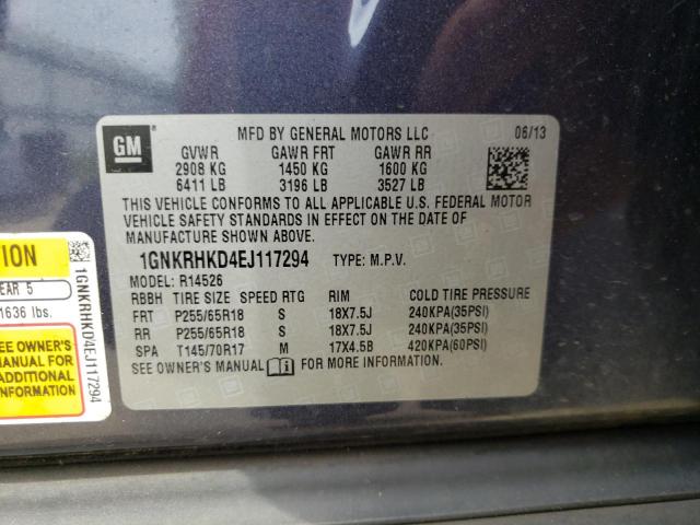 Photo 10 from auction – 2014 CHEVROLET TRAVERSE L with VIN 1GNKRHKD4EJ117294