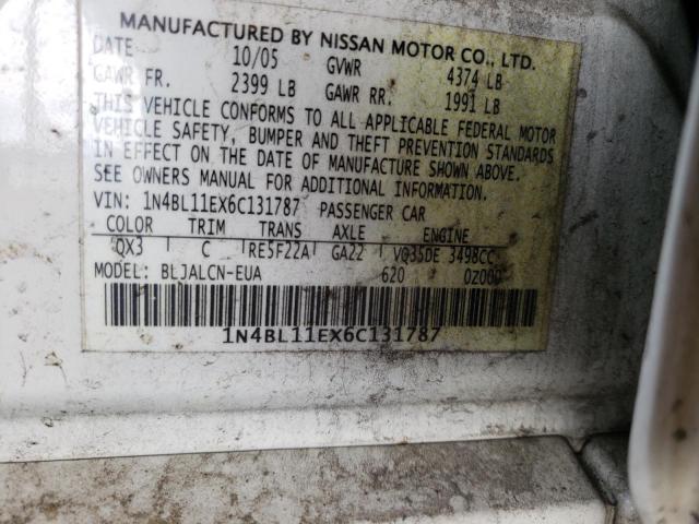 Photo 10 from auction – 2006 NISSAN ALTIMA SE with VIN 1N4BL11EX6C131787