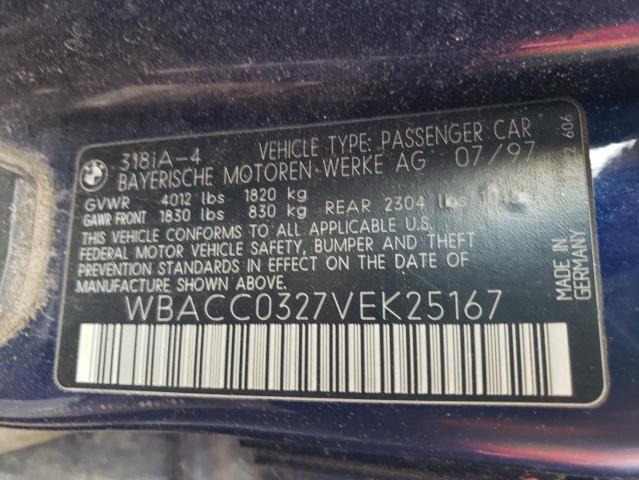 Photo 10 from auction – 1997 BMW 318 I AUTO with VIN WBACC0327VEK25167
