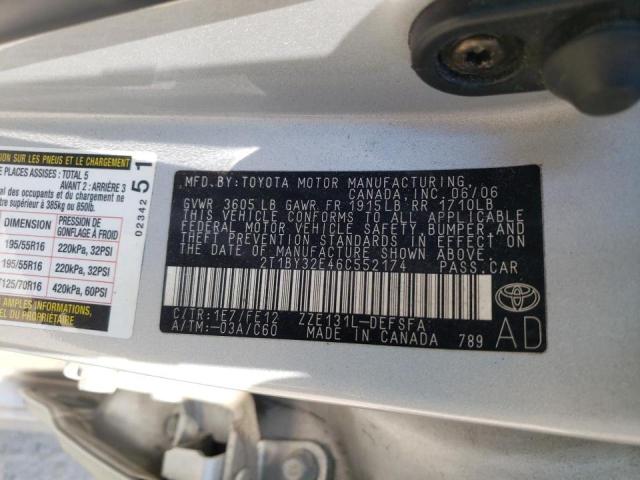 Photo 10 from auction – 2006 TOYOTA COROLLA XR with VIN 2T1BY32E46C552174