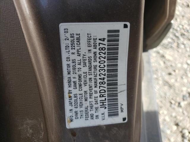 Photo 10 from auction – 2003 HONDA CR-V LX with VIN JHLRD78423C022874