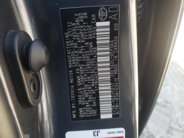 Photo 10 from auction – 2012 TOYOTA COROLLA BA with VIN 2T1BU4EE3CC774388
