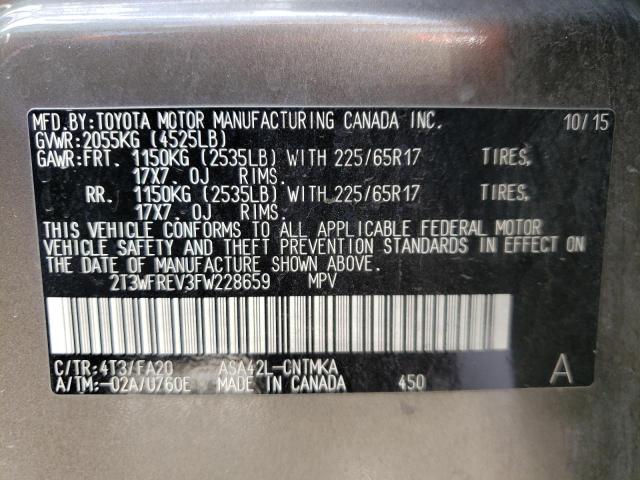 Photo 10 from auction – 2015 TOYOTA RAV4 XLE with VIN 2T3WFREV3FW228659