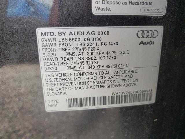 Photo 10 from auction – 2008 AUDI Q7 with VIN WA1BV74L78D056958