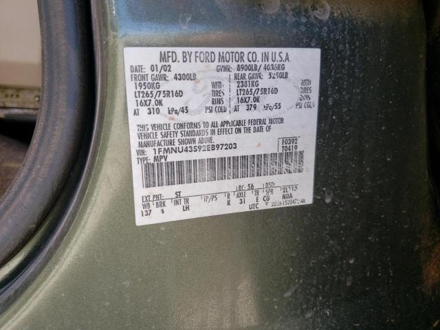 Photo 10 from auction – 2002 FORD EXCURSION with VIN 1FMNU43S92EB97203