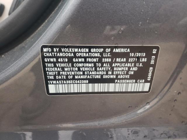 Photo 10 from auction – 2014 VOLKSWAGEN PASSAT S with VIN 1VWAS7A35EC042389