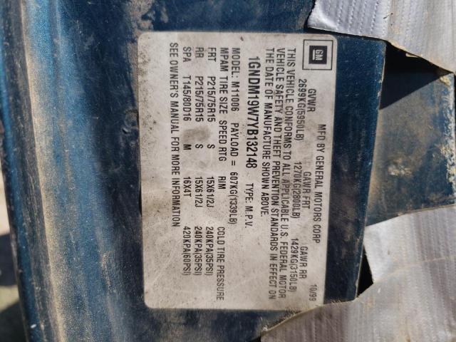 Photo 10 from auction – 2000 CHEVROLET ASTRO with VIN 1GNDM19W7YB132148