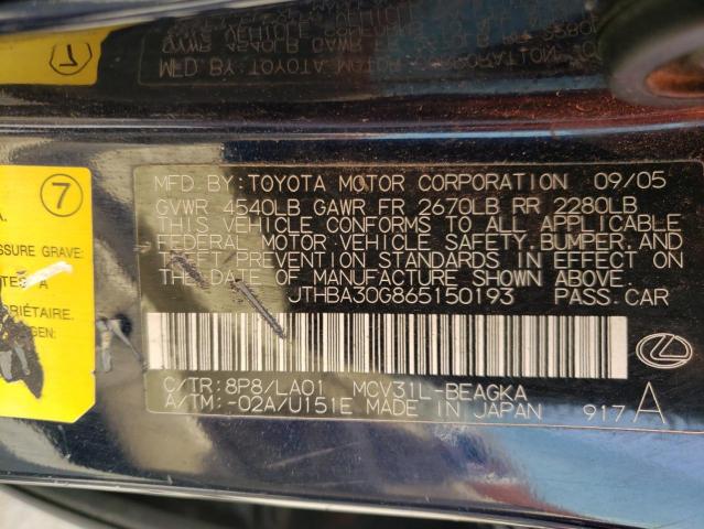 Photo 10 from auction – 2006 LEXUS ES 330 with VIN JTHBA30G865150193
