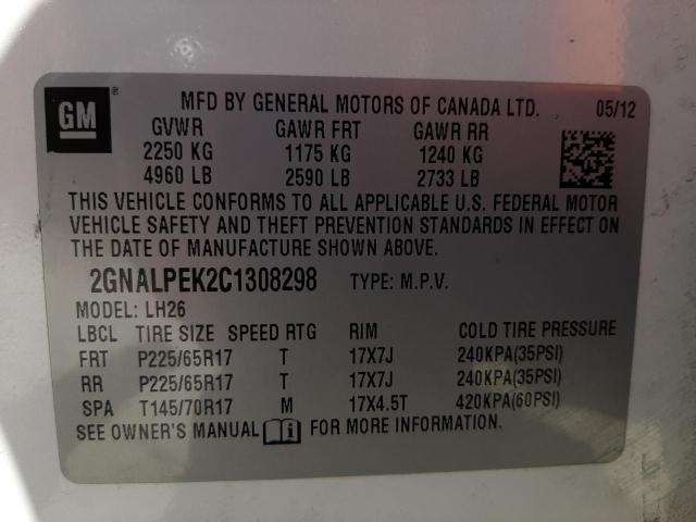 Photo 10 from auction – 2012 CHEVROLET EQUINOX LT with VIN 2GNALPEK2C1308298