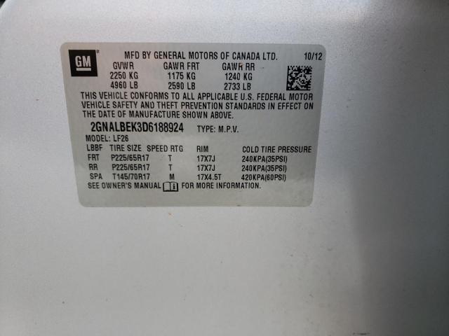 Photo 10 from auction – 2013 CHEVROLET EQUINOX LS with VIN 2GNALBEK3D6188924