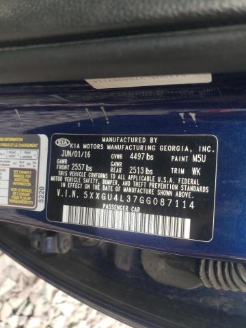 Photo 10 from auction – 2016 KIA OPTIMA EX with VIN 5XXGU4L37GG087114