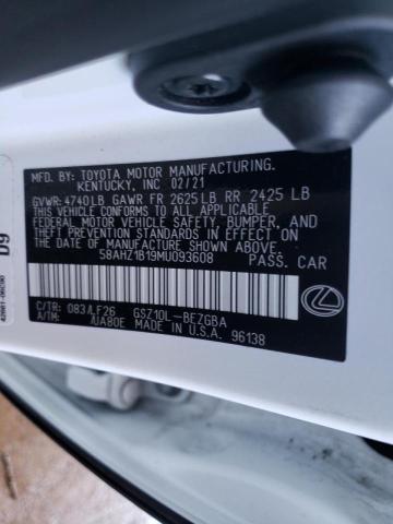 Photo 10 from auction – 2021 LEXUS ES 350 BAS with VIN 58AHZ1B19MU093608