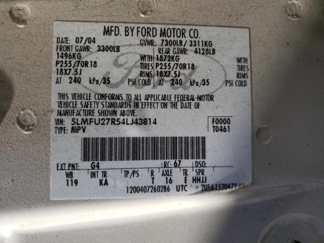Photo 10 from auction – 2004 LINCOLN NAVIGATOR with VIN 5LMFU27R54LJ43814