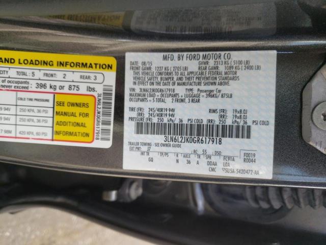 Zdjęcie 10 z aukcji – 2016 LINCOLN MKZ z VIN 3LN6L2JK0GR617918