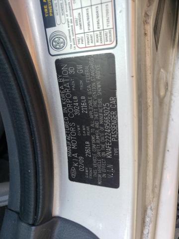 Photo 10 from auction – 2009 KIA SPECTRA EX with VIN KNAFE222495663025