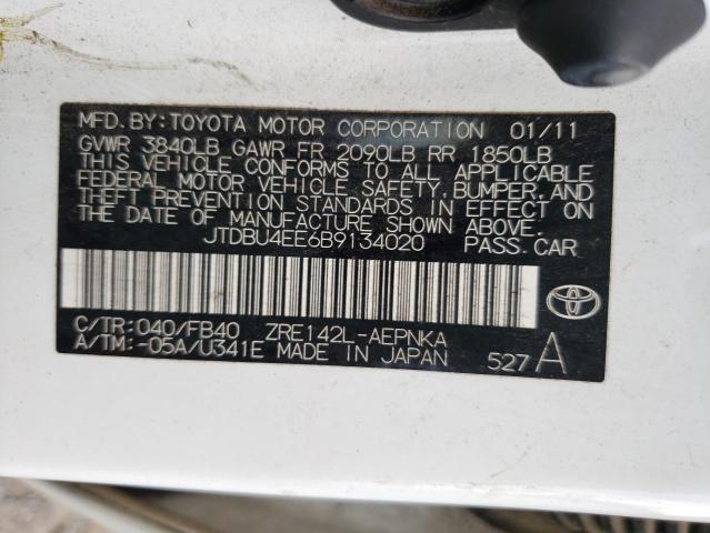 Photo 10 from auction – 2011 TOYOTA COROLLA BA with VIN JTDBU4EE6B9134020