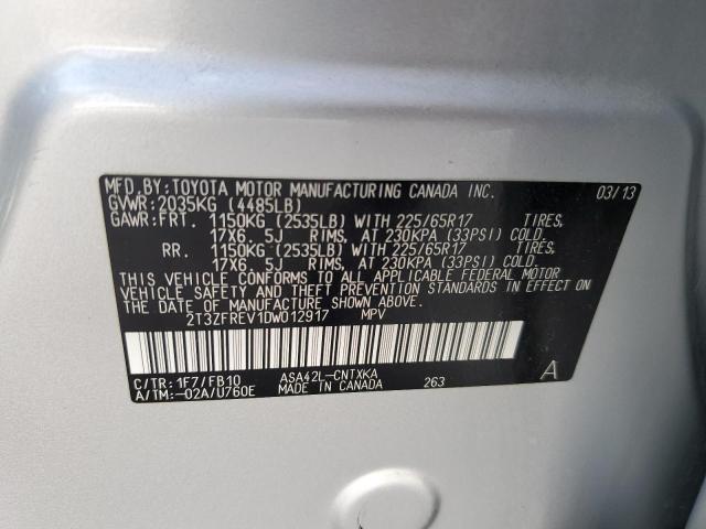 Photo 10 from auction – 2013 TOYOTA RAV4 LE with VIN 2T3ZFREV1DW012917