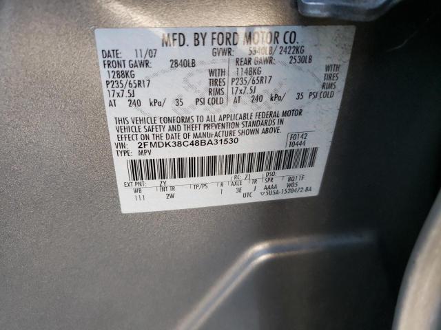 Photo 10 from auction – 2008 FORD EDGE SEL with VIN 2FMDK38C48BA31530