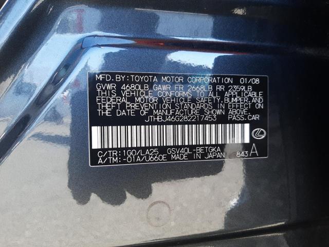 Photo 10 from auction – 2008 LEXUS ES 350 with VIN JTHBJ46G282217453
