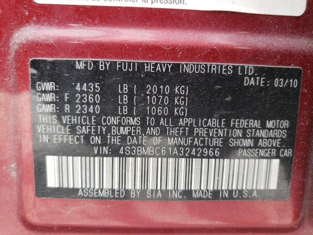 Photo 10 from auction – 2010 SUBARU LEGACY 2.5 with VIN 4S3BMBC61A3242966