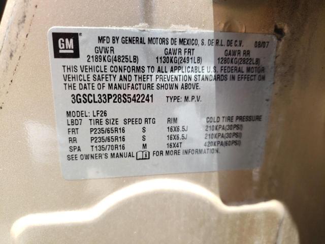 Photo 10 from auction – 2008 SATURN VUE XE with VIN 3GSCL33P28S542241