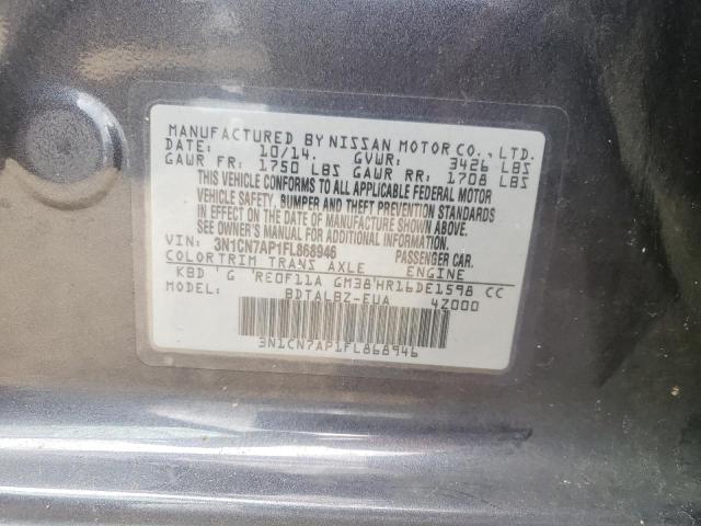 Photo 10 from auction – 2015 NISSAN VERSA S with VIN 3N1CN7AP1FL868946