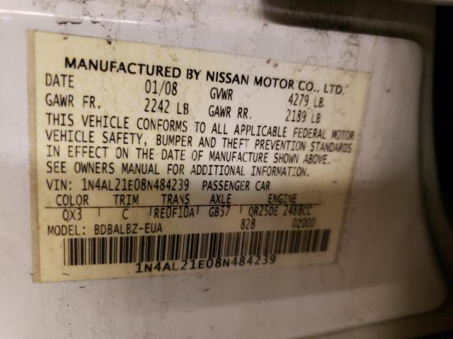 Photo 10 from auction – 2008 NISSAN ALTIMA 2.5 with VIN 1N4AL21E08N484239
