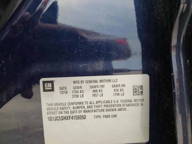Photo 10 from auction – 2015 CHEVROLET SONIC LT with VIN 1G1JC5SHXF4158092