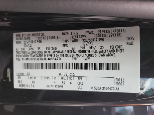 Photo 10 from auction – 2018 FORD ESCAPE SE with VIN 1FMCU9GD8JUA86470