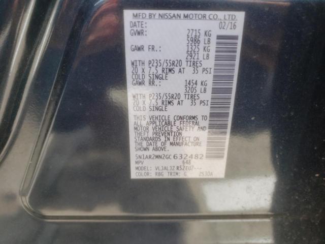 Photo 10 from auction – 2016 NISSAN PATHFINDER with VIN 5N1AR2MN2GC632482