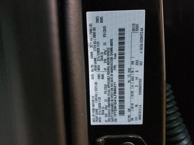 Photo 10 from auction – 2020 FORD F150 SUPER with VIN 1FTEW1E41LFB80211
