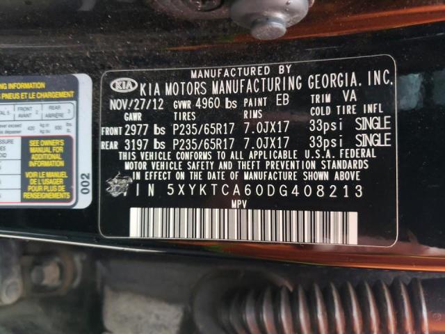 Photo 10 from auction – 2013 KIA SORENTO LX with VIN 5XYKTCA60DG408213