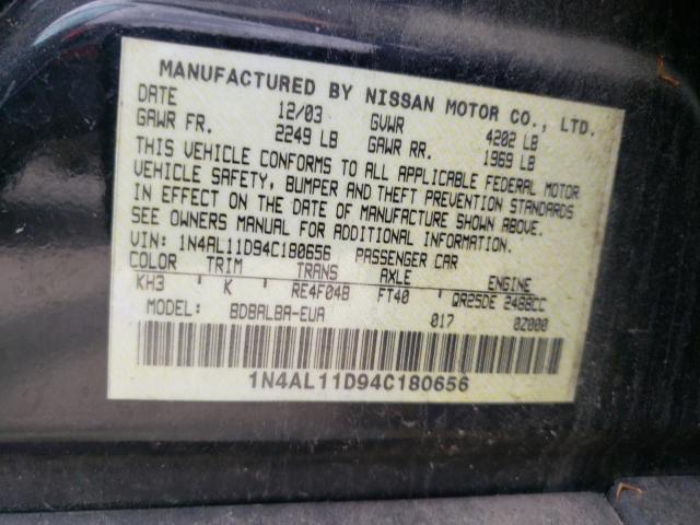 Photo 10 from auction – 2004 NISSAN ALTIMA BAS with VIN 1N4AL11D94C180656