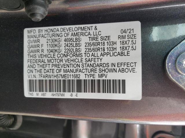 Photo 10 from auction – 2021 HONDA CR-V EX with VIN 7FARW1H57ME011682