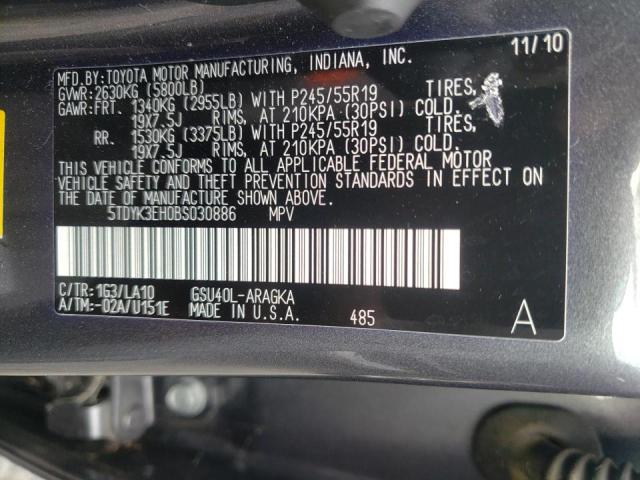 Photo 10 from auction – 2011 TOYOTA HIGHLANDER with VIN 5TDYK3EH0BS030886