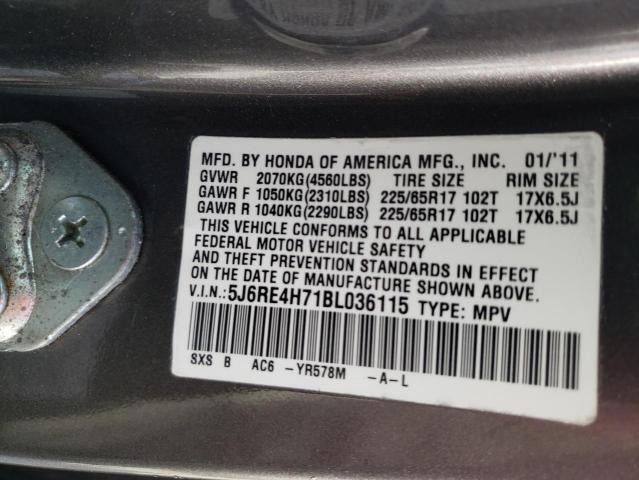 Photo 10 from auction – 2011 HONDA CR-V EXL with VIN 5J6RE4H71BL036115
