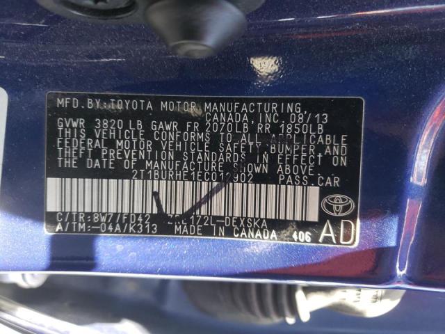 Photo 10 from auction – 2014 TOYOTA COROLLA L with VIN 2T1BURHE1EC012902