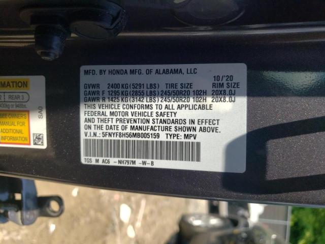 Foto 10 de la subasta – 2021 HONDA PASSPORT E con VIN 5FNYF8H56MB005159