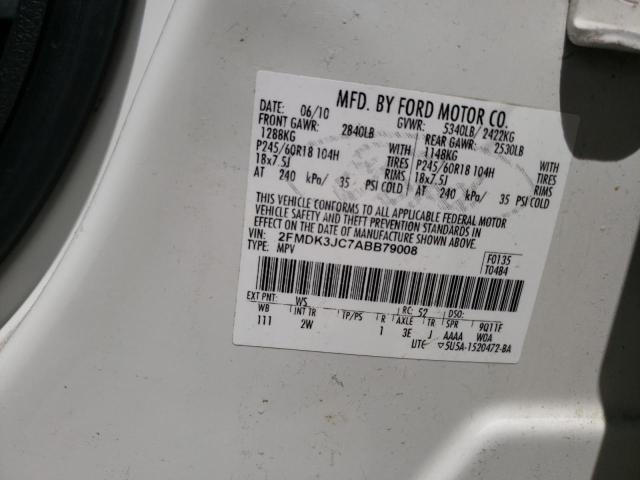 Photo 10 from auction – 2010 FORD EDGE SEL with VIN 2FMDK3JC7ABB79008
